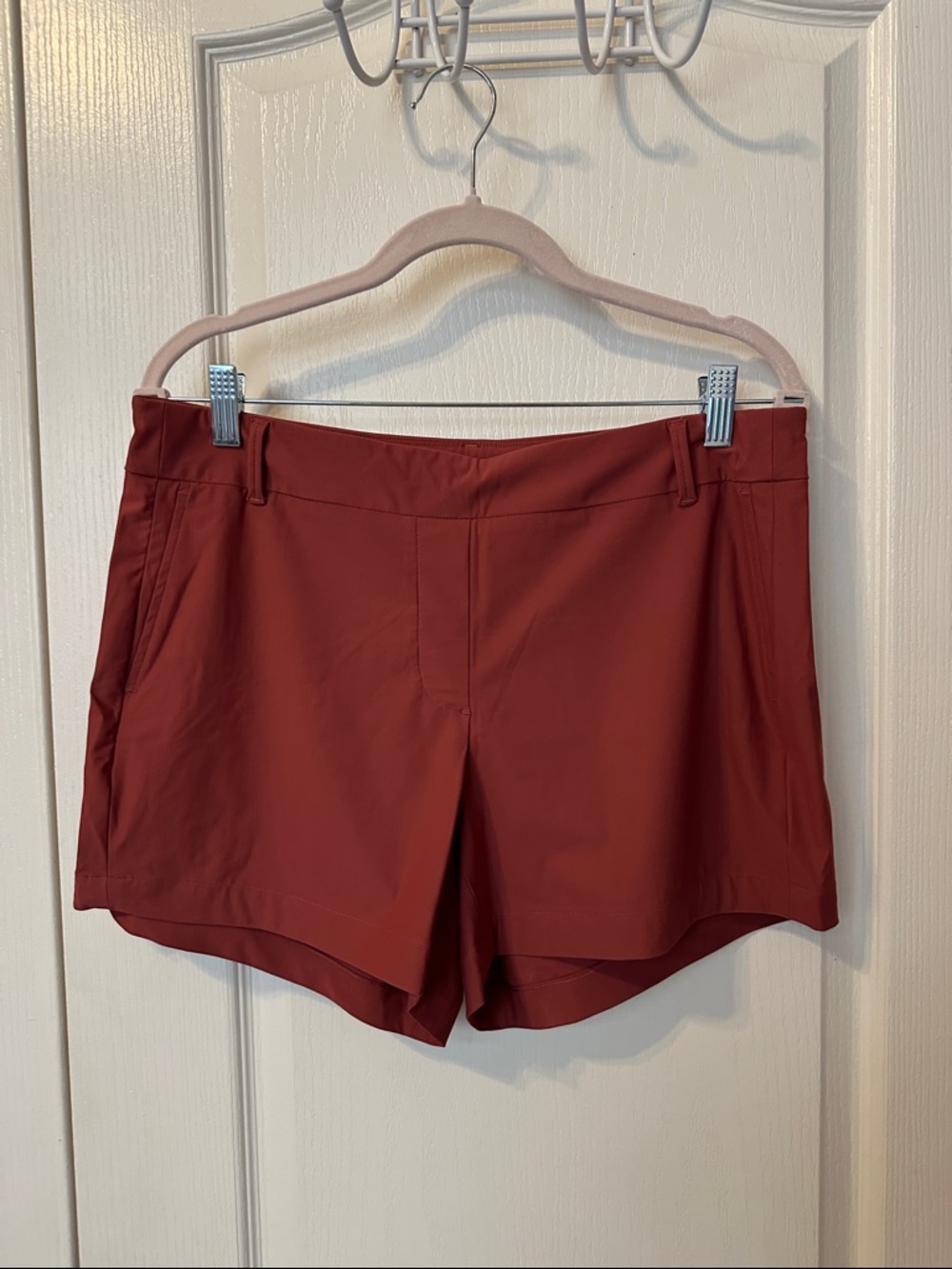 SPANX Rust-Colored Athletic Shorts with Side Pockets